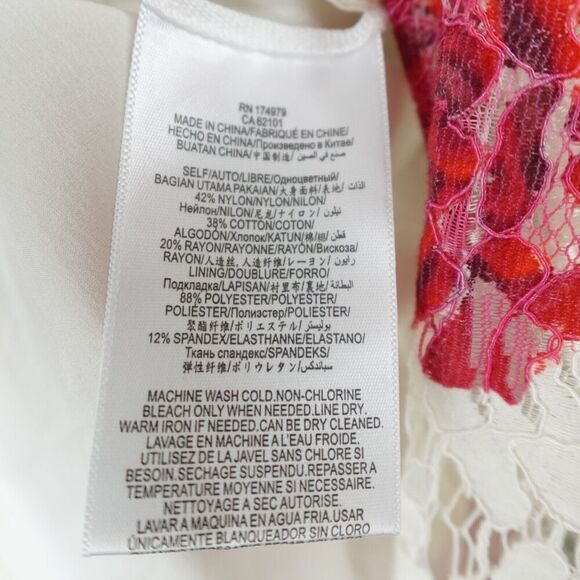 BCBGMaxazria Womens Floral Rose Dress Lace Overlay X-Small - Picture 13 of 13